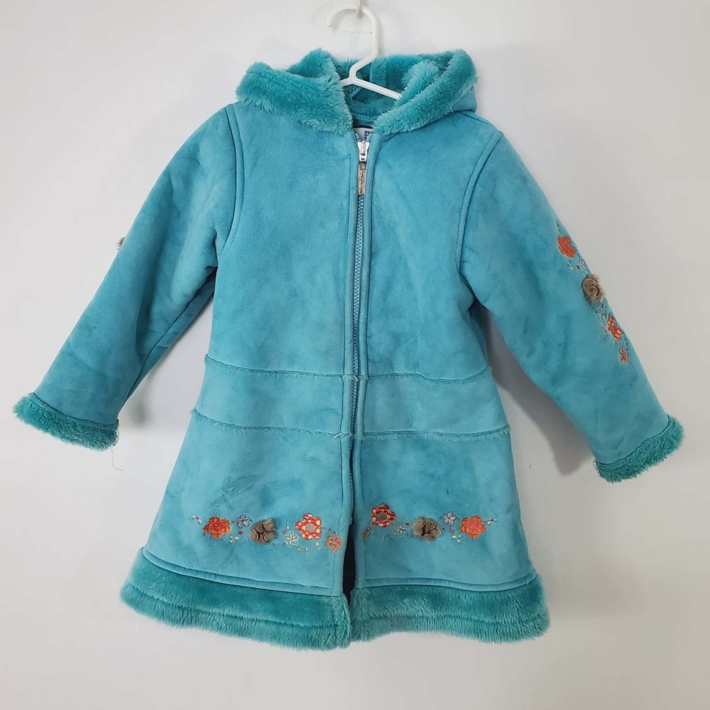 deux par deux Toddler Girls Winter Faux Fur Coat Parka with Hood Size 3T